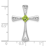 14k White Gold Cross Pendant with Peridot and Diamond Accents Faith-Inspired Design
