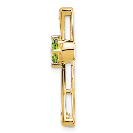 14k Yellow Gold Cross Pendant with Peridot Center and Diamond Accents