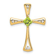 14k Yellow Gold Cross Pendant with Peridot Center and Diamond Accents