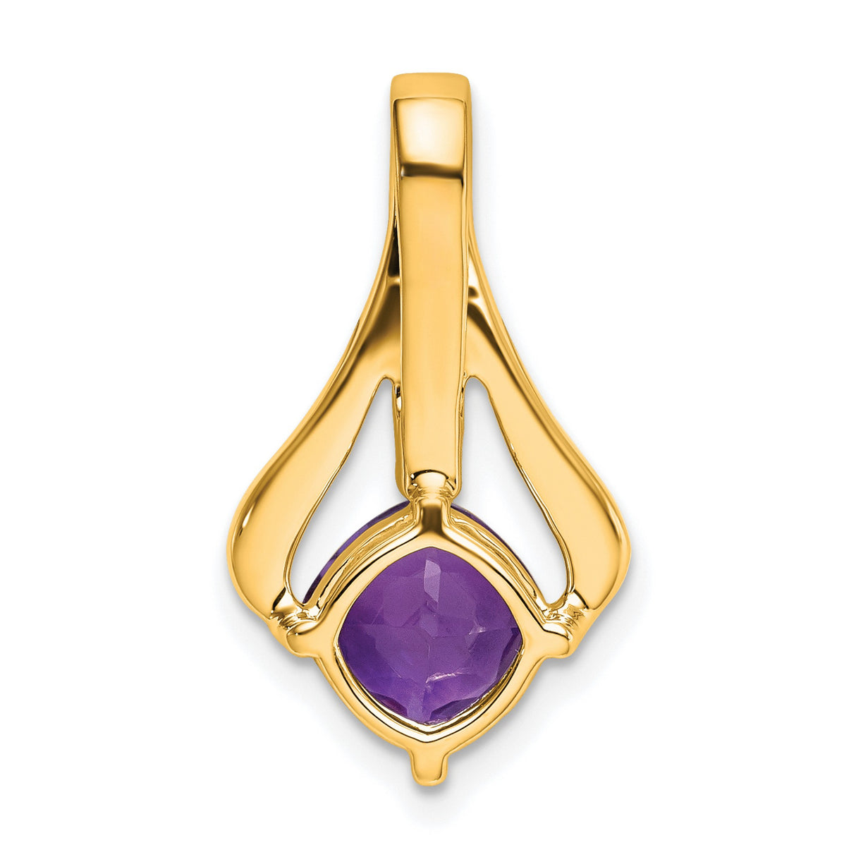 14k Yellow Gold Pendant with Cushion Cut Amethyst and Diamond Accents, Openwork Design