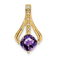14k Yellow Gold Pendant with Cushion Cut Amethyst and Diamond Accents, Openwork Design