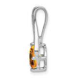 14k White Gold Citrine Pendant with Diamond Accents and Openwork Design for Women
