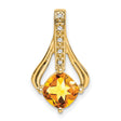 14k Yellow Gold Pendant with Cushion Cut Citrine and Diamond Accent, November Birthstone Jewelry
