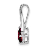 14k White Gold Pendant with Cushion Cut Garnet and Diamond Accents, Flowing Design for Women