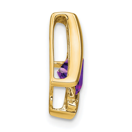 10k Yellow Gold Pendant with Amethyst and Diamond Accents, Abstract Modern Design