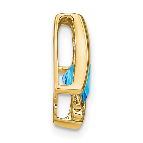 10k Yellow Gold Pendant with Swiss Blue Topaz and Diamond Accents, Modern Geometric Design