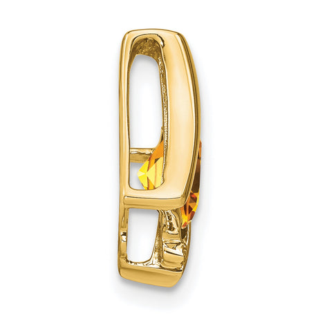 10k Yellow Gold Pendant with Square Cut Citrine and Diamond Accents, Contemporary Style