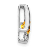 14k White Gold Pendant with Cushion Cut Citrine and Diamond Accents, Modern Abstract Design