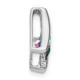 14k White Gold Pendant with Cushion Cut Mystic Fire Topaz, Diamond Accents, Abstract Design