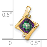 14k Yellow Gold Pendant with Mystic Fire Topaz and Diamond Accents, Abstract Design