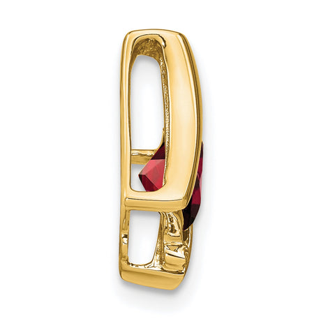 10k Yellow Gold Garnet Pendant with Diamond Accents, Cushion Cut, Modern Abstract Design