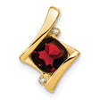 10k Yellow Gold Garnet Pendant with Diamond Accents, Cushion Cut, Modern Abstract Design