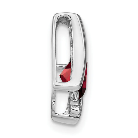 14k White Gold Pendant with Cushion Cut Garnet and Diamond Accents, January Birthstone Jewelry