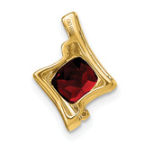 14k Yellow Gold Pendant with Cushion Cut Garnet and Diamond Accents, Contemporary Abstract Design