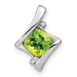 10k White Gold Pendant with Peridot and Diamond Accents, Modern Abstract Design