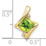 Peridot and Diamond Charm Pendant in Real 10k Yellow Gold