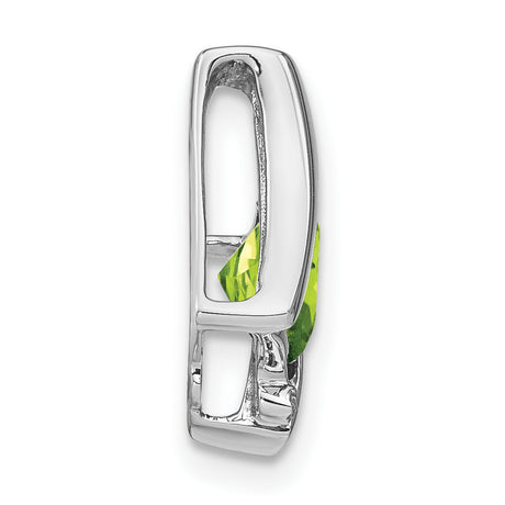 14k White Gold Pendant with Cushion Cut Peridot and Diamond Accents, August Birthstone Jewelry