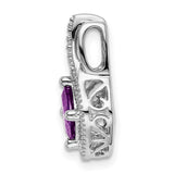 14k White Gold Pendant with Amethyst and Diamond Accents, February Birthstone Jewelry