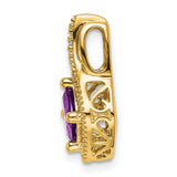 14k Yellow Gold Pendant with Cushion Cut Amethyst and Diamond Accents, Openwork Design