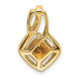 14k Yellow Gold Pendant with Cushion Cut Citrine and Diamond Frame