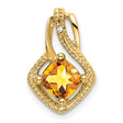 14k Yellow Gold Pendant with Cushion Cut Citrine and Diamond Frame