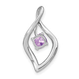 14k White Gold Pendant with Amethyst and Diamond in Abstract Teardrop Design