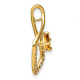 14k Yellow Gold Pendant with Cushion Cut Citrine and Diamond Accents, Flame Swirl Design