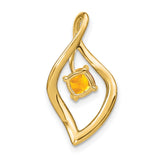 14k Yellow Gold Pendant with Cushion Cut Citrine and Diamond Accents, Flame Swirl Design