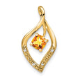 14k Yellow Gold Pendant with Cushion Cut Citrine and Diamond Accents, Flame Swirl Design