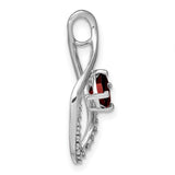 Garnet and Diamond Charm Pendant in Real 14k White Gold