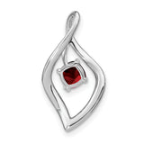 Garnet and Diamond Charm Pendant in Real 14k White Gold