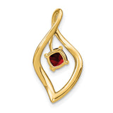 14k Yellow Gold Teardrop Pendant with Cushion Cut Garnet and Diamond Accents, Modern Design