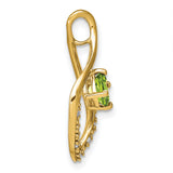 14k Yellow Gold Pendant with Cushion Cut Peridot and Diamond Accents in Teardrop Design