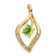 14k Yellow Gold Pendant with Cushion Cut Peridot and Diamond Accents in Teardrop Design