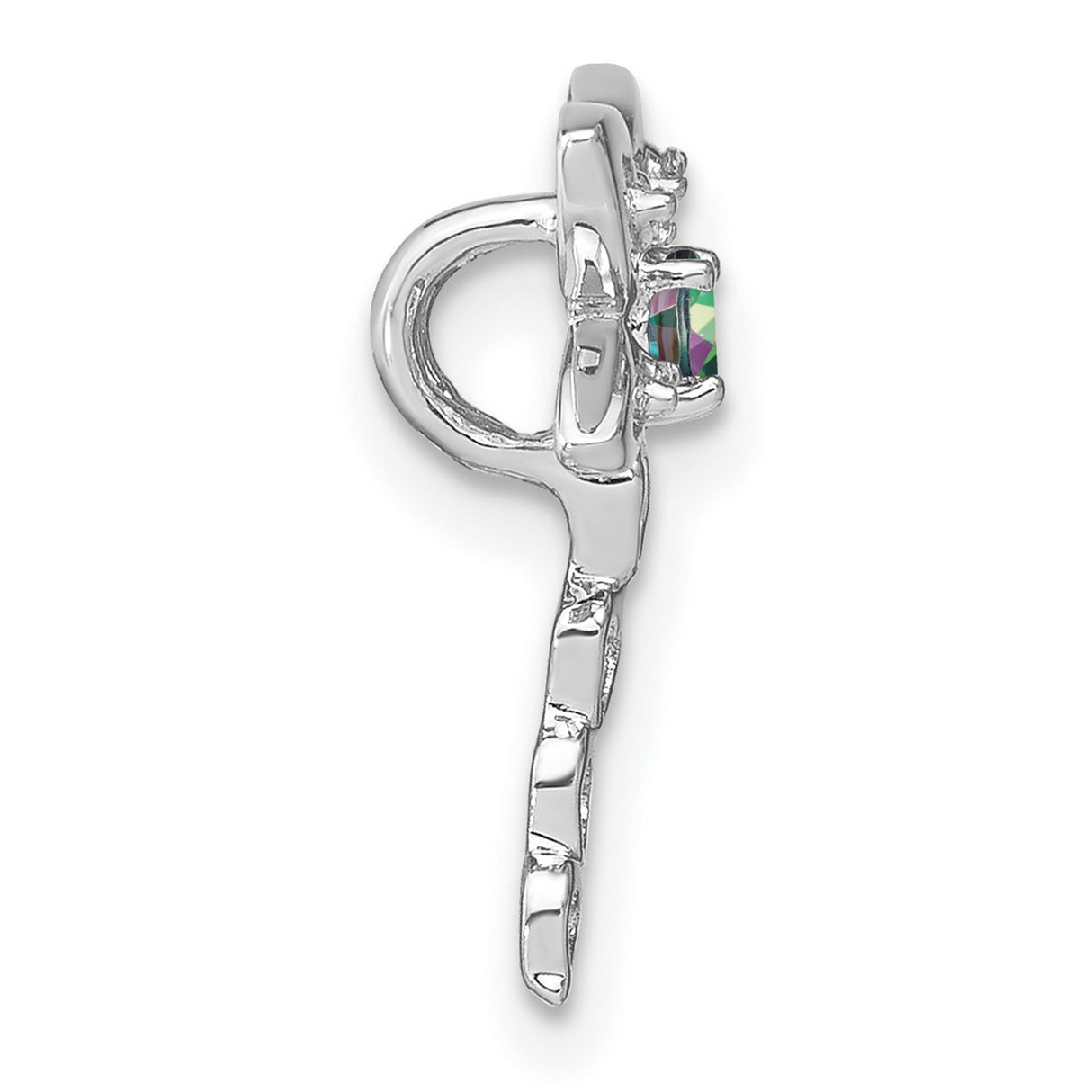 14k White Gold Dragonfly Pendant with Mystic Fire Topaz and Diamond Accents