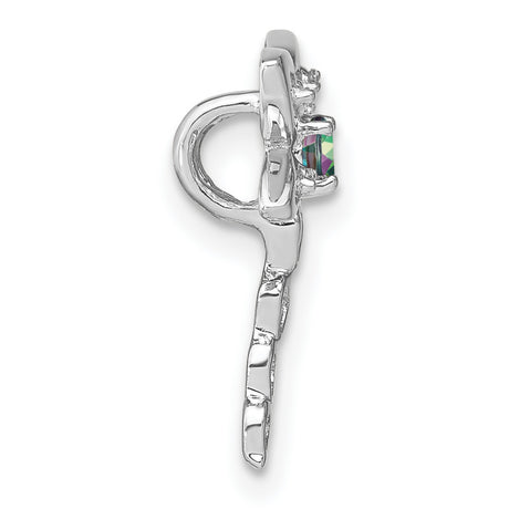 14k White Gold Dragonfly Pendant with Mystic Fire Topaz and Diamond Accents