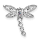 14k White Gold Dragonfly Pendant with Mystic Fire Topaz and Diamond Accents