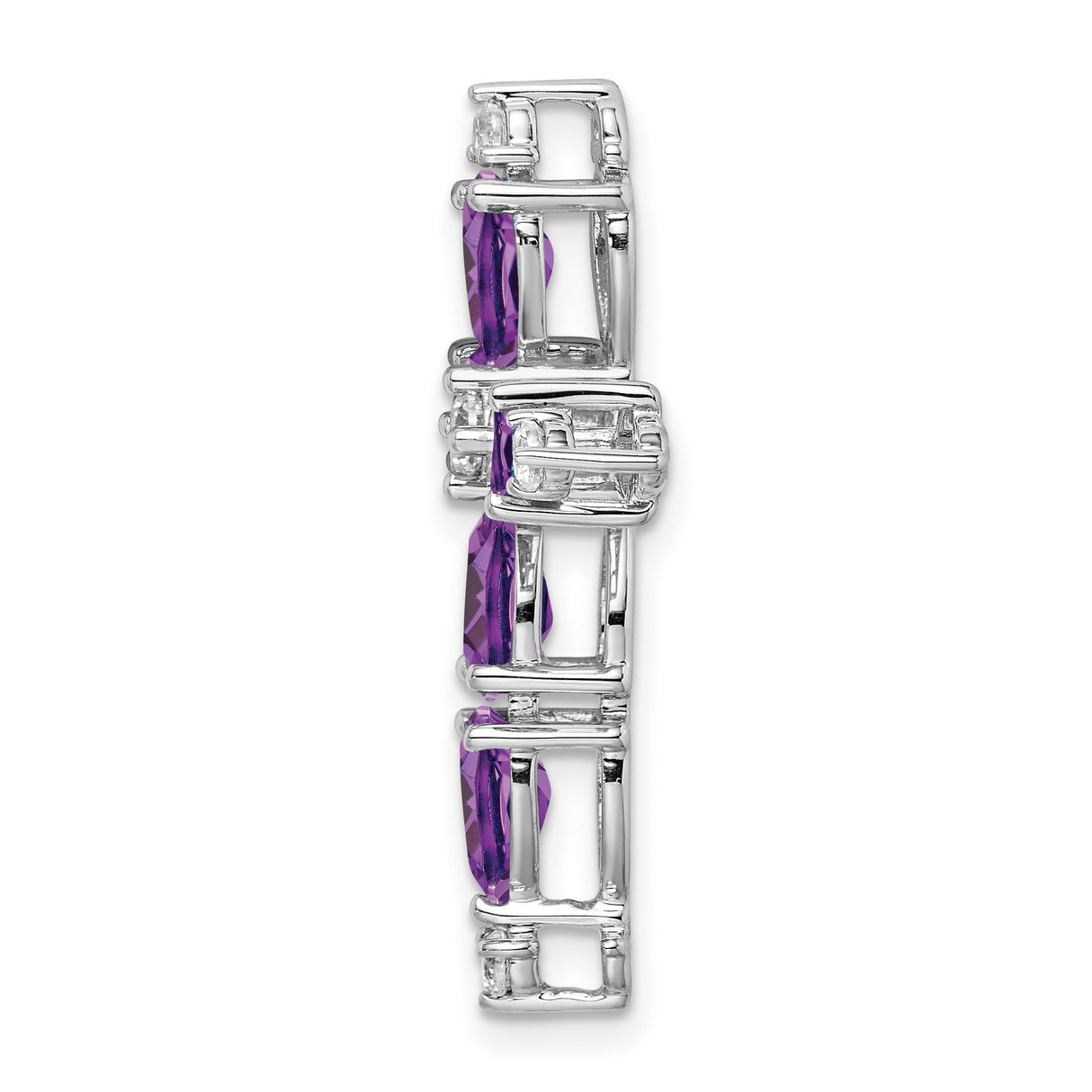 14k White Gold Cross Pendant with Amethyst and Diamond, Religious Unisex Jewelry