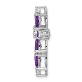 14k White Gold Cross Pendant with Amethyst and Diamond, Religious Unisex Jewelry