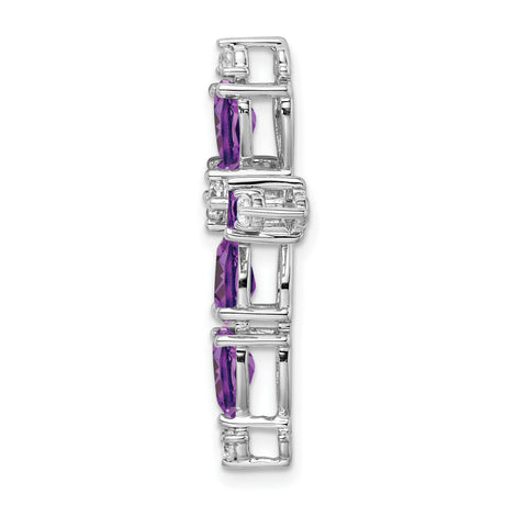14k White Gold Cross Pendant with Amethyst and Diamond, Religious Unisex Jewelry