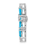 10k White Gold Cross Pendant with Blue Topaz and Diamond, Sleek Faith Jewelry for Men and Women
