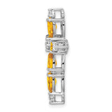 14k White Gold Cross Pendant with Citrine and Diamond Accents, Polished Finish, Faith Jewelry