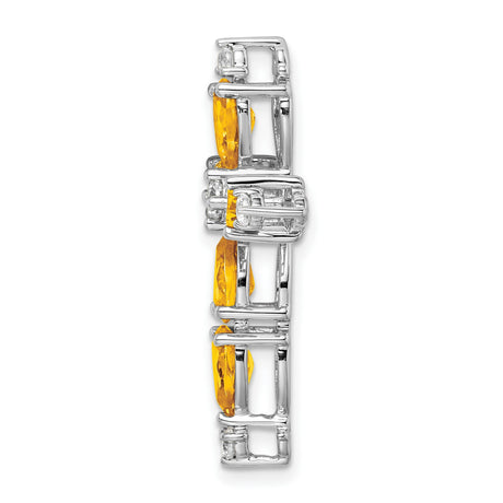 14k White Gold Cross Pendant with Citrine and Diamond Accents, Polished Finish, Faith Jewelry