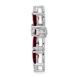 10k White Gold Cross Slide Pendant with Garnet and Diamond, Teardrop Design