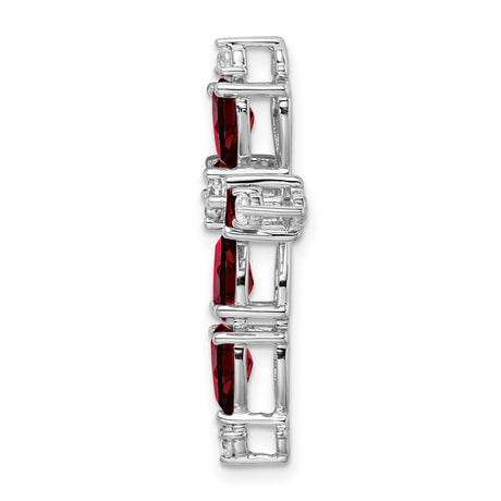 10k White Gold Cross Slide Pendant with Garnet and Diamond, Teardrop Design