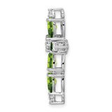 14k White Gold Cross Pendant with Peridot and Diamond Accent, Spiritual Teardrop Design