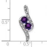 14k White Gold Pendant with Amethyst and Diamond Accents, Swirl Design for Women