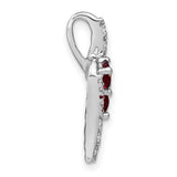 14k White Gold Pendant with Garnet and Diamond Accents, Swirl Design for Women