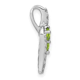 14k White Gold Pendant with Peridot and Diamond, Abstract Flowing Design, Harmony Theme