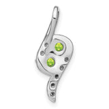 14k White Gold Pendant with Peridot and Diamond, Abstract Flowing Design, Harmony Theme
